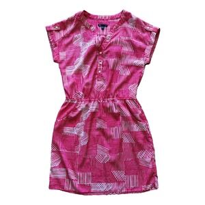 Gap Pink White Geometric Print Cap Sleeve Mini Dress Pockets Size Small